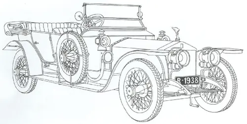 Раскраска Роллс-Ройс Серебряный призрак 40/50 1910 год