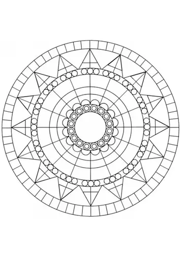 Раскраска Мандала с ровными треугольниками