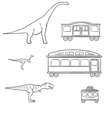 раскраска поезд динозавров