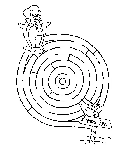 лабиринт новогодний пингвин и север