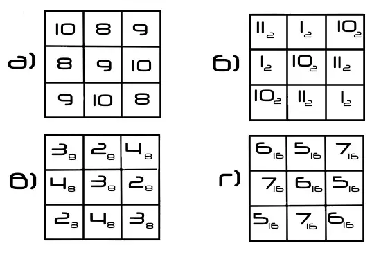 Цифры в квадратах. Логическая задача