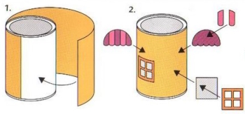 Домик и цирк из железной банки и картона